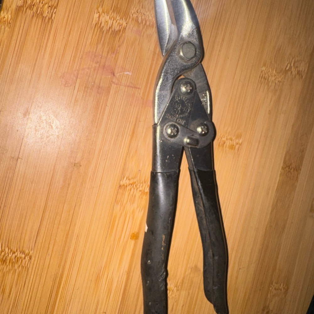 Straight-Cut Metal Snips with Black Grip Handles